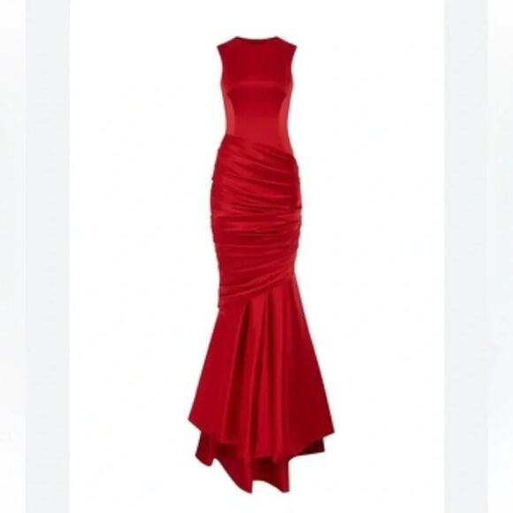 Rasario Satin Mermaid Fishtail Maxi Gown in Red Size IT40 NWT $2950 - Picture 13 of 13